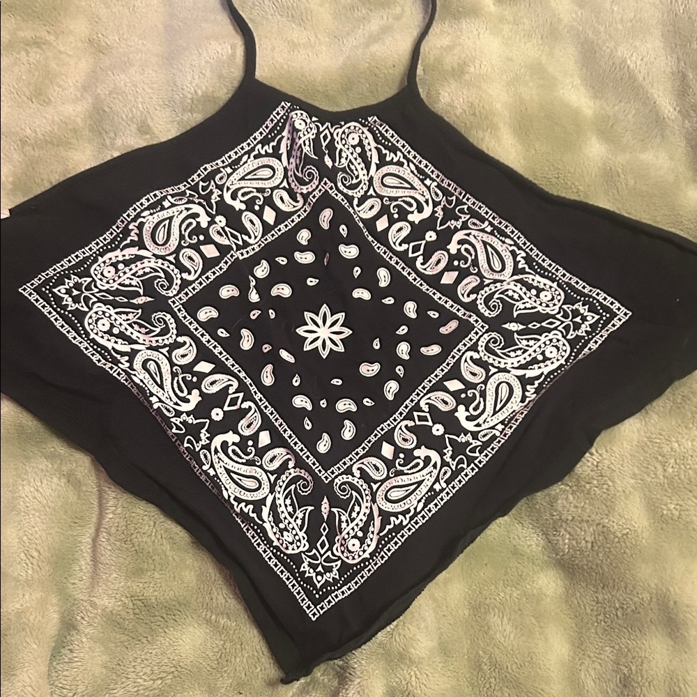Black Paisley Bandana Top